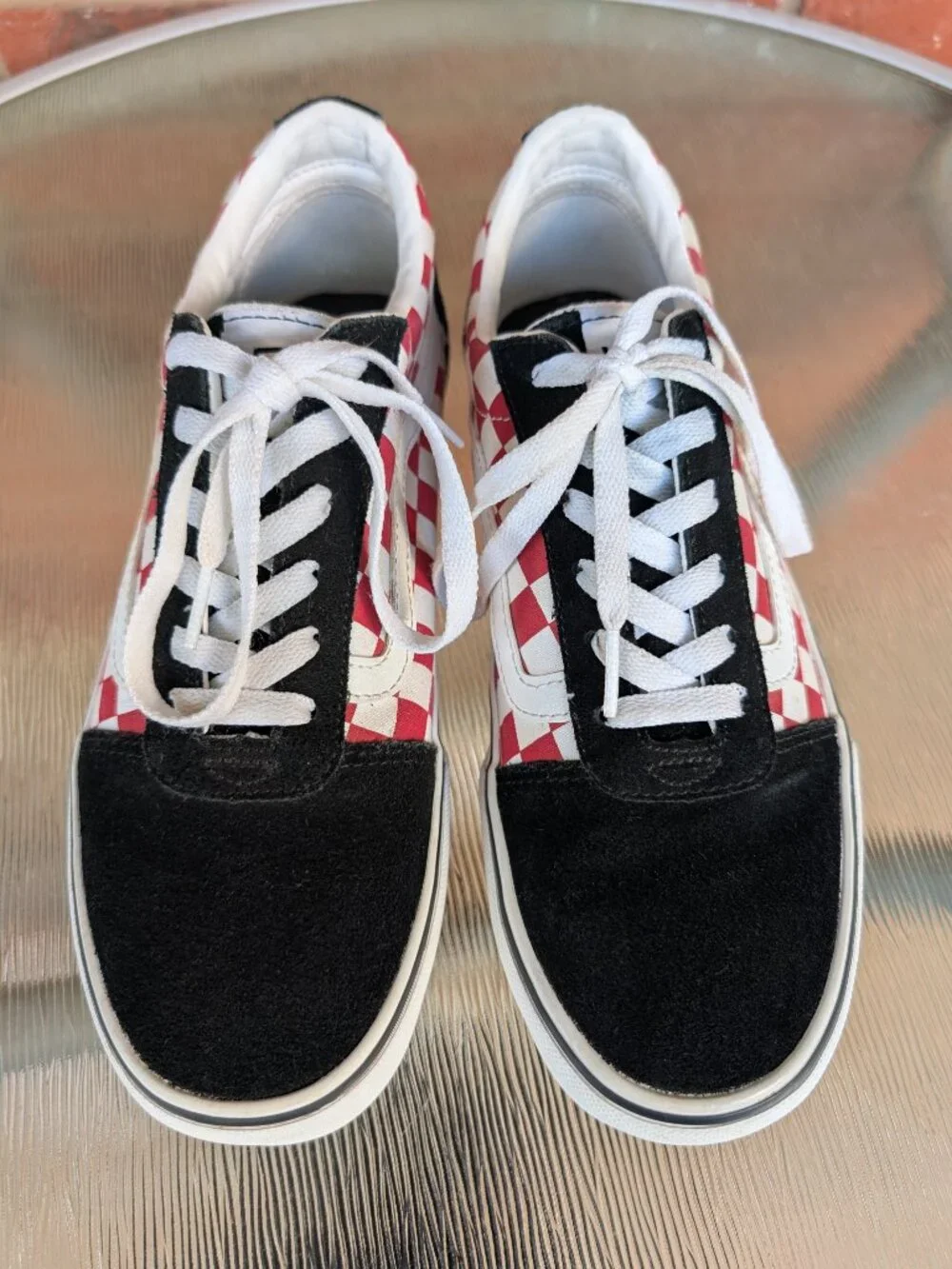 Women's VANS Red White Checkerboard Skate Shoes Size 9.5